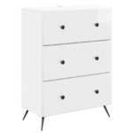 vidaXL Zásuvkový kabinet Biela s vysokým leskom 66 x 34,5 x 90 cm – Obrázok 2