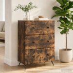 vidaXL Zásuvkový kabinet Dymový dub 66 x 34,5 x 90 cm Kompozitné drevo