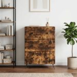 vidaXL Zásuvkový kabinet Dymový dub 66 x 34,5 x 90 cm Kompozitné drevo – Obrázok 4