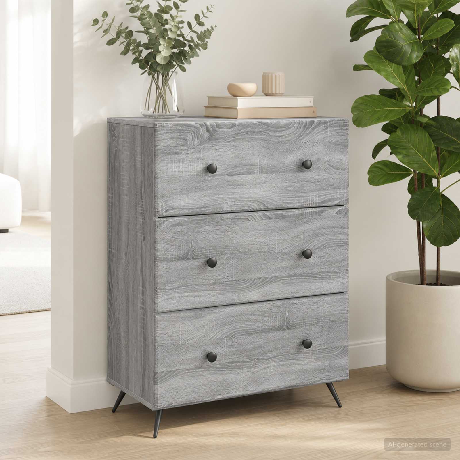895531_1.jpg vidaXL Zásuvkový kabinet Sivá sonoma 66 x 34,5 x 90 cm – Obrázok 1