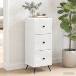 vidaXL Zásuvkový kabinet Biela 33 x 34,5 x 90 cm Kompozitné drevo