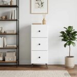 vidaXL Zásuvkový kabinet Biela 33 x 34,5 x 90 cm Kompozitné drevo – Obrázok 4