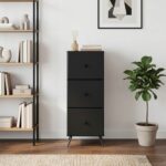 vidaXL Zásuvkový kabinet Čierna 33 x 34,5 x 90 cm Kompozitné drevo – Obrázok 4