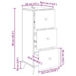 vidaXL Zásuvkový kabinet Čierna 33 x 34,5 x 90 cm Kompozitné drevo – Obrázok 9