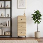 vidaXL Zásuvkový kabinet Dub sonoma 33 x 34,5 x 90 cm Kompozitné drevo – Obrázok 4