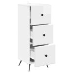 vidaXL Zásuvkový kabinet Biela s vysokým leskom 33 x 34,5 x 90 cm – Obrázok 3