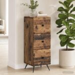 vidaXL Zásuvkový kabinet Staré drevo 33 x 34,5 x 90 cm – Obrázok 12