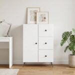 vidaXL Servírovacia skriňa Biela 66 x 34,5 x 90 cm Kompozitné drevo – Obrázok 4
