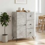 vidaXL Servírovacia skriňa so zásuvkou Betónovo sivá 66 x 34,5 x 90 cm – Obrázok 4