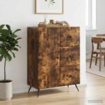 vidaXL Servírovacia skriňa so zásuvkou Dymový dub 66 x 34,5 x 90 cm