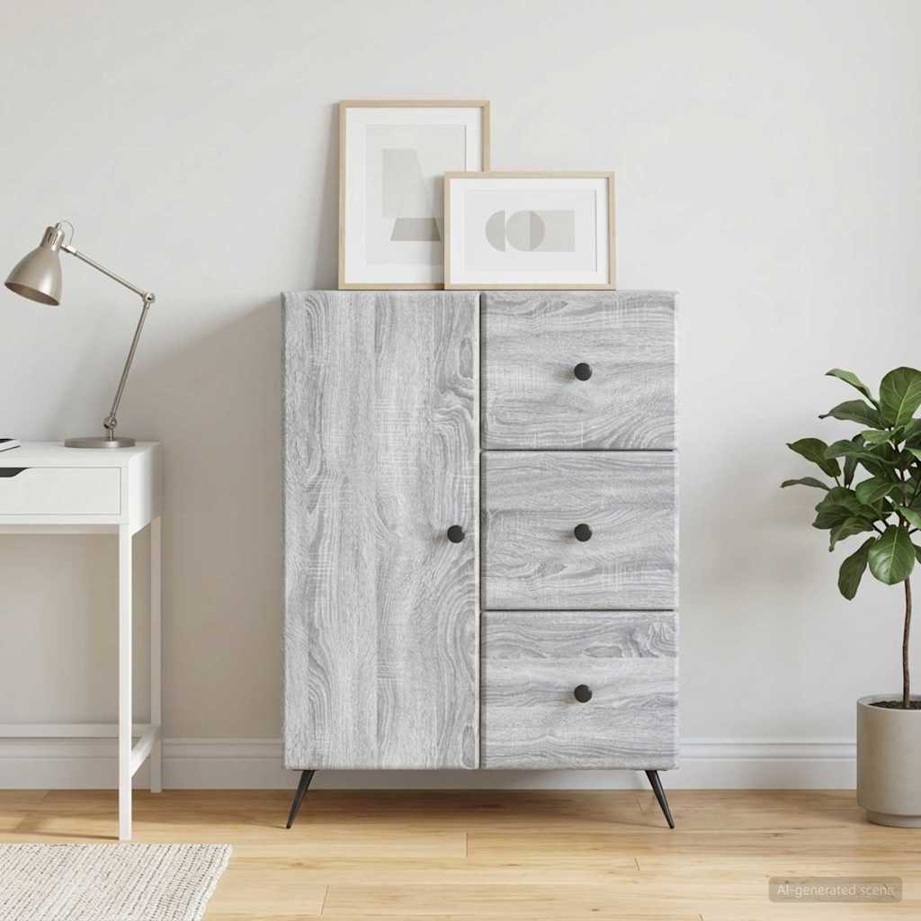 895551_1.jpg vidaXL Servírovacia skriňa so zásuvkou Sivá sonoma 66 x 34,5 x 90 cm – Obrázok 1
