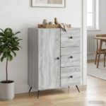 vidaXL Servírovacia skriňa so zásuvkou Sivá sonoma 66 x 34,5 x 90 cm – Obrázok 4