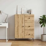 vidaXL Servírovacia skriňa so zásuvkou Dub artisan 66 x 34,5 x 90 cm – Obrázok 4