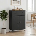 vidaXL Servírovacia skriňa Čierna 66 x 34,5 x 90 cm Kompozitné drevo – Obrázok 4