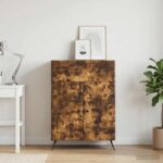 vidaXL Servírovacia skriňa so zásuvkou Dymový dub 66 x 34,5 x 90 cm