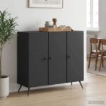 vidaXL Servírovacia skriňa Čierna 89 x 34,5 x 80 cm Kompozitné drevo – Obrázok 4