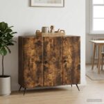 vidaXL Servírovacia skriňa Dymový dub 89 x 34,5 x 80 cm