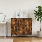 vidaXL Servírovacia skriňa Dymový dub 89 x 34,5 x 80 cm – Obrázok 4