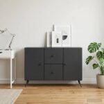 vidaXL Servírovacia skriňa Čierna 89 x 34,5 x 60 cm Kompozitné drevo – Obrázok 4