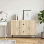vidaXL Servírovacia skriňa so zásuvkou Dub sonoma 89 x 34,5 x 60 cm – Obrázok 4