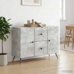 vidaXL Servírovacia skriňa so zásuvkou Betónovo sivá 89 x 34,5 x 60 cm – Obrázok 4