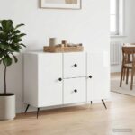 vidaXL Servírovacia skriňa Biela s vysokým leskom 89 x 34,5 x 60 cm – Obrázok 4