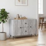 vidaXL Servírovacia skriňa so zásuvkou Sivá sonoma 89 x 34,5 x 60 cm – Obrázok 4