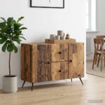vidaXL Servírovacia skriňa so zásuvkou Staré drevo 89 x 34,5 x 60 cm – Obrázok 4