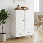 vidaXL Servírovacia skriňa Biela 66 x 34,5 x 95 cm Kompozitné drevo