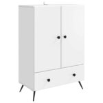 vidaXL Servírovacia skriňa Biela 66 x 34,5 x 95 cm Kompozitné drevo – Obrázok 2
