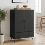 vidaXL Servírovacia skriňa Čierna 66 x 34,5 x 95 cm Kompozitné drevo – Obrázok 3