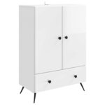 vidaXL Servírovacia skriňa Biela s vysokým leskom 66 x 34,5 x 95 cm – Obrázok 2