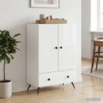 vidaXL Servírovacia skriňa Biela s vysokým leskom 66 x 34,5 x 95 cm – Obrázok 3