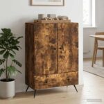 vidaXL Servírovacia skriňa so zásuvkou Dymový dub 66 x 34,5 x 95 cm