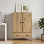 vidaXL Servírovacia skriňa so zásuvkou Dub artisan 66 x 34,5 x 95 cm – Obrázok 3