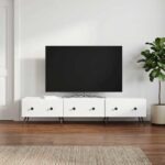vidaXL TV skrinka Biela 147 x 34,5 x 30 cm Kompozitné drevo – Obrázok 4