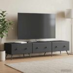 vidaXL TV skrinka Čierna 147 x 34,5 x 30 cm Kompozitné drevo – Obrázok 4