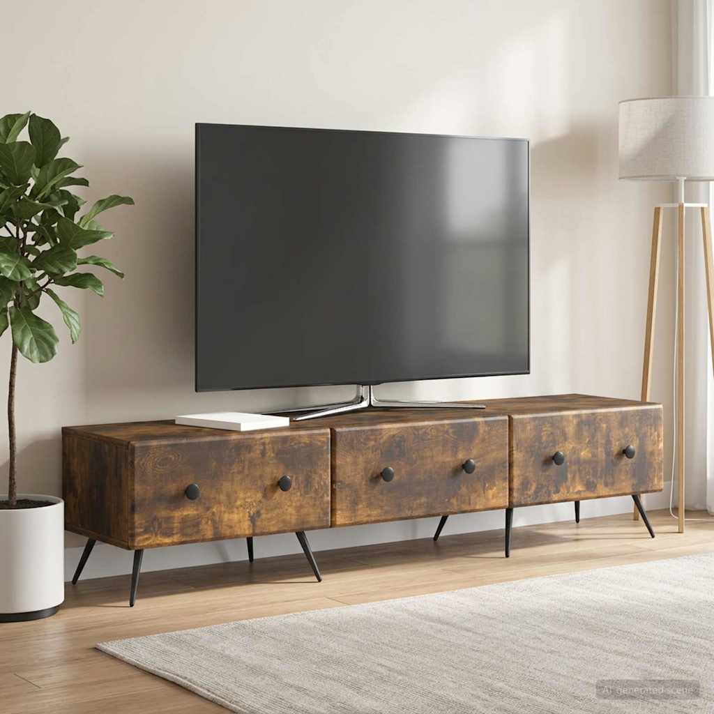 895630_1.jpg vidaXL TV skrinka Dymový dub 147 x 34,5 x 30 cm Kompozitné drevo – Obrázok 1