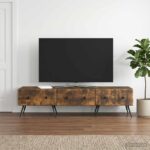 vidaXL TV skrinka Dymový dub 147 x 34,5 x 30 cm Kompozitné drevo – Obrázok 4