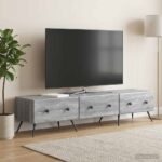vidaXL TV skrinka Sivá sonoma 147 x 34,5 x 30 cm Kompozitné drevo – Obrázok 4