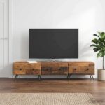 vidaXL TV skrinka Staré drevo 147 x 34,5 x 30 cm Kompozitné drevo