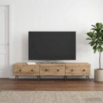 vidaXL TV skrinka Dub artisan 147 x 34,5 x 30 cm Kompozitné drevo