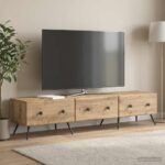 vidaXL TV skrinka Dub artisan 147 x 34,5 x 30 cm Kompozitné drevo – Obrázok 4