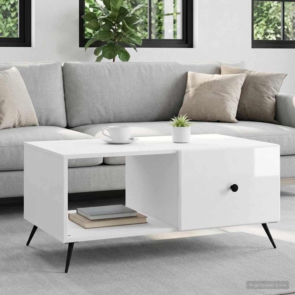 895649_1.jpg vidaXL Konferenčný stolík Biela s vysokým leskom 90 x 50 x 40 cm – Obrázok 1