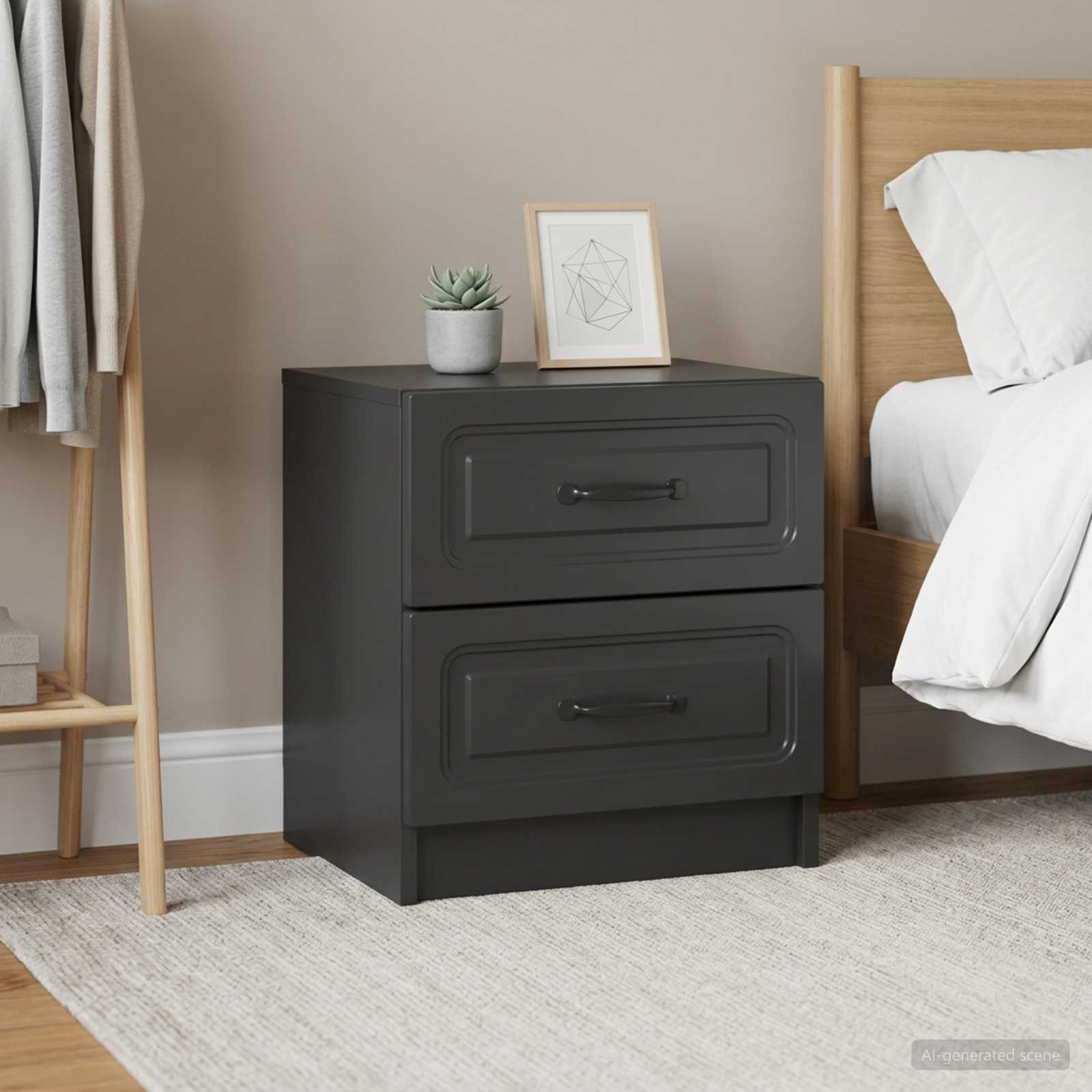 895678_1.jpg vidaXL Nočný stolík 2 pcs Čierna 43 x 34,5 x 44,5 cm Kompozitné drevo – Obrázok 1