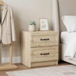 vidaXL Nočný stolík so zásuvkou 2 pcs Dub sonoma 43 x 34,5 x 44,5 cm
