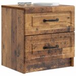 vidaXL Nočný stolík so zásuvkou 2 pcs Staré drevo 43 x 34,5 x 44,5 cm – Obrázok 2