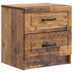 vidaXL Nočný stolík so zásuvkou 2 pcs Staré drevo 43 x 34,5 x 44,5 cm – Obrázok 3