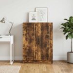 vidaXL Servírovacia skriňa Dymový dub 66 x 34,5 x 87 cm – Obrázok 4