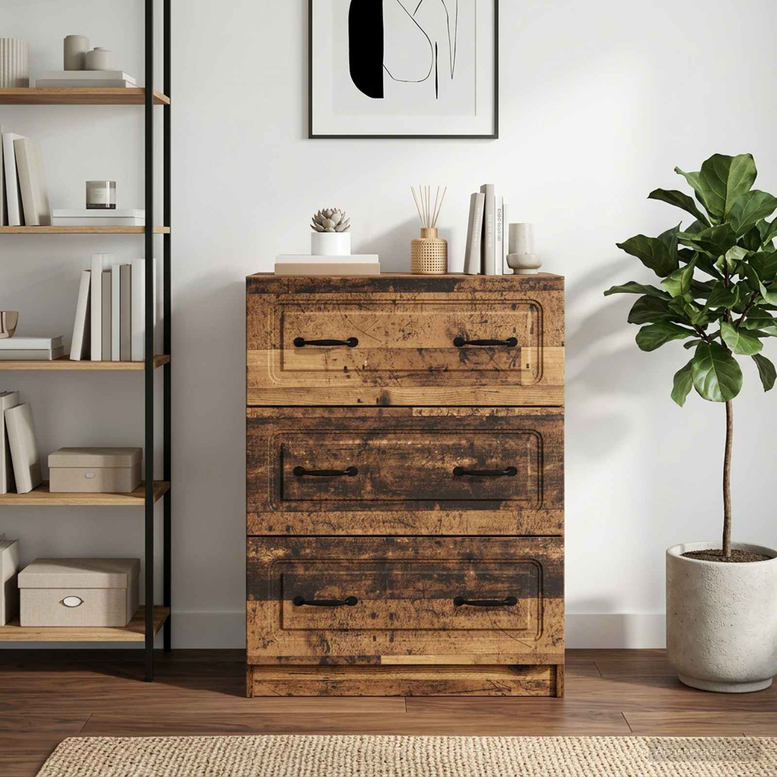 895763_1.jpg vidaXL Zásuvkový kabinet Staré drevo 66 x 34,5 x 87 cm – Obrázok 1